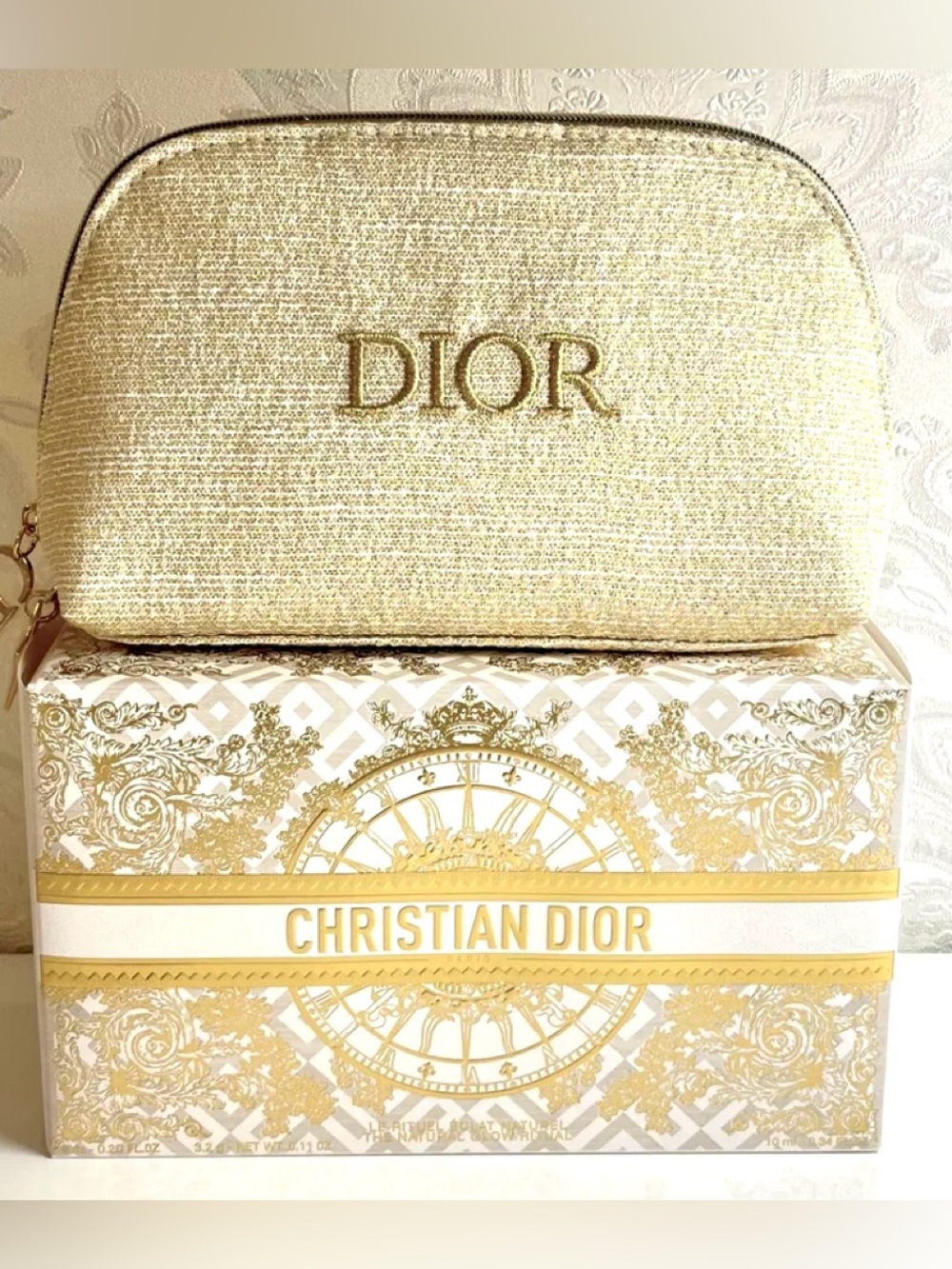 Dior Holiday Special Edition Gold Cosmetic Pouch GWP NWB